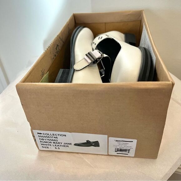 Free People Round Toe Rumor Mary Jane White Leather Size 6.5 New In Box - Picture 9 of 9